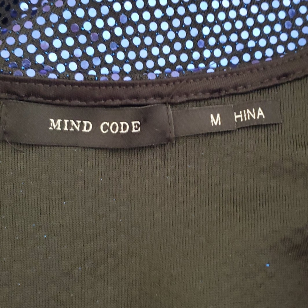 Mind Code Blue Metallic Mini Dress Long Sleeve - image 4